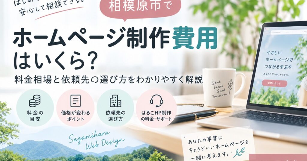 相模原市のホームページ制作費用と料金相場を解説する記事のアイキャッチ